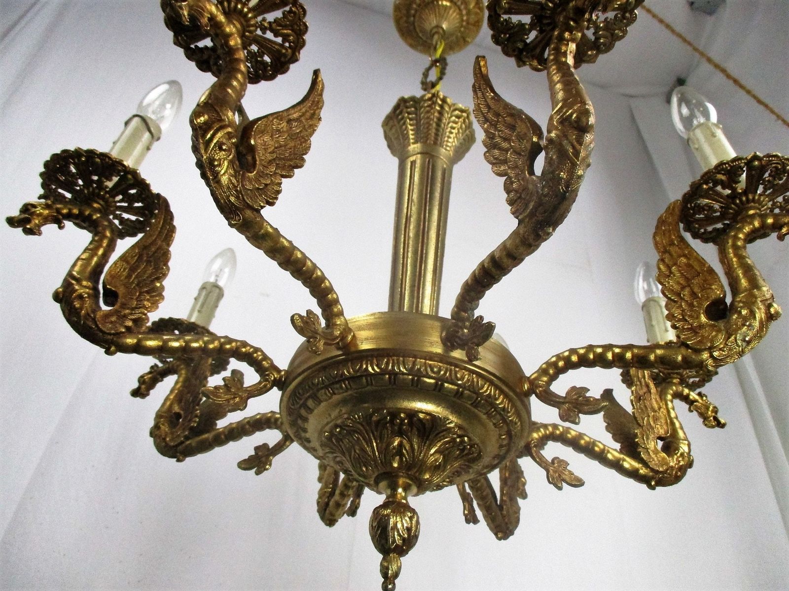 Impressive Gothic Ornate Brass 8 Arms Lights Chandelier Revival Dragons Griffins photo Lighting