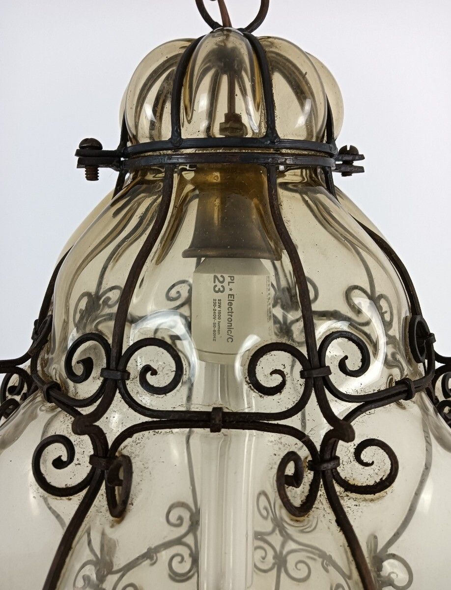 Venetian Caged Glass Alibaba Pendant Chandelier Pendant Vintage Fixture photo vintage