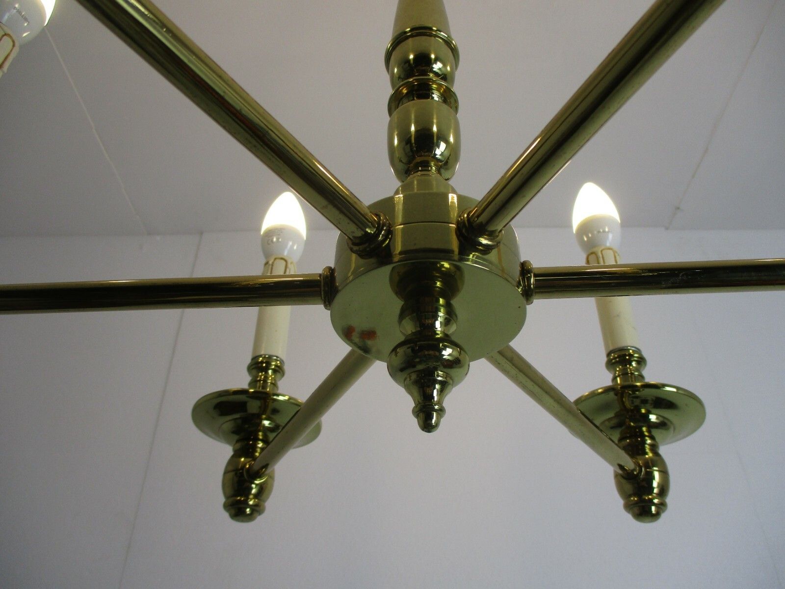 Stunning Chandelier 6 Lights Heavy Brass Hollywood Regency Ornate  70s Vintage photo Lighting