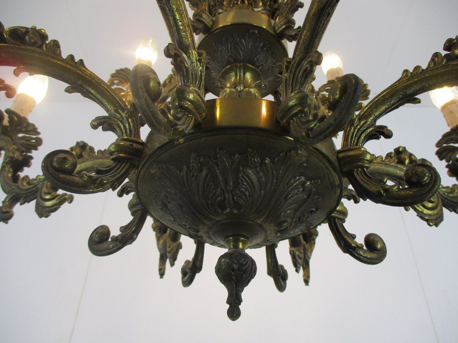 Vintage Chandelier Putti Cherubs Angels 12!! Arm Lights Brass Gorgeous  Two Tier photo buy