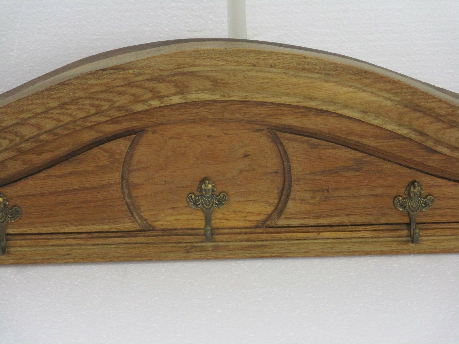 Hand Carved Wood  Coat Hat Kitchen Hallway Rack Gorgeous Heavy Antique photo furniture