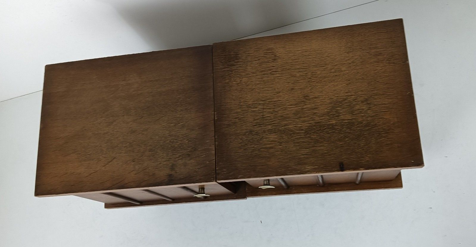 Pair Of Modernist Wooden Nightstands Bedroom Cabinets Small End Tables Vintage photo vinterior