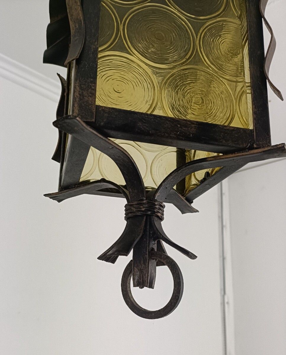 photo furniture Pendant Lantern Chandelier Amber Art Glass Ceiling Light Brass Beautiful Wrought
