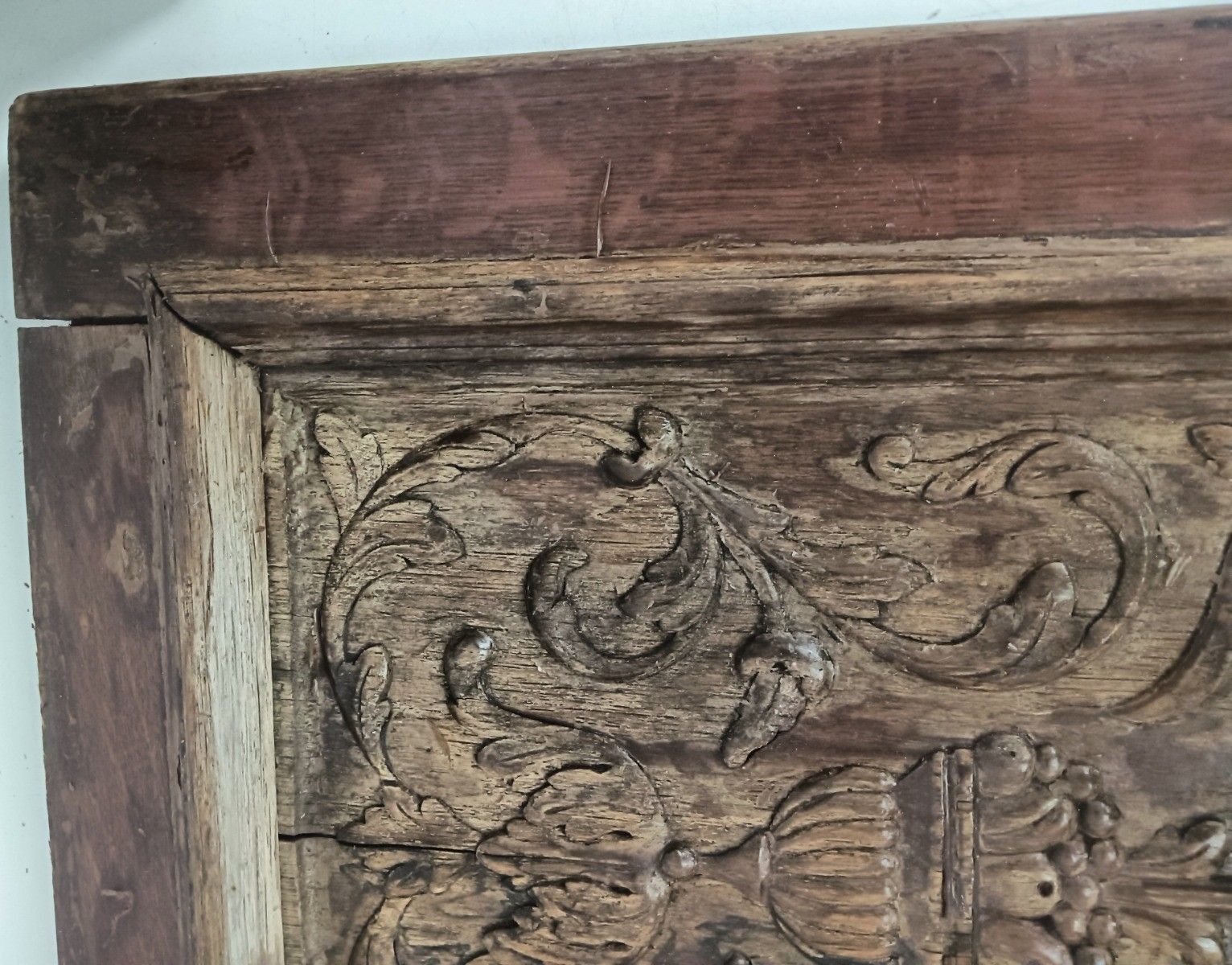 photo furniture Pair Door Panels Carved Wood Flowers Baskets Architectural Reclaimed Salvaged An