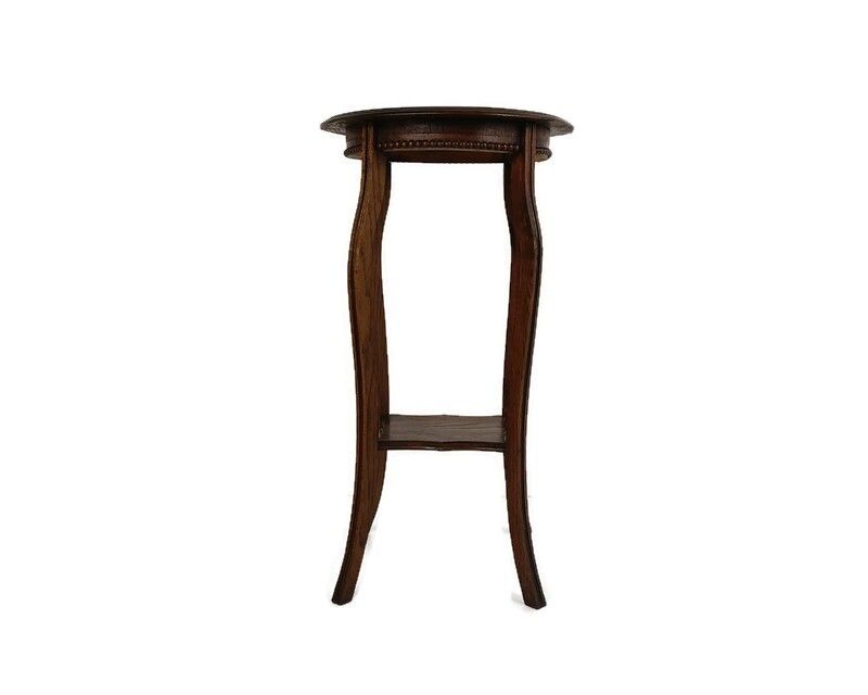 Gorgeous Art Deco Antique Plant Stand Pedestal Round Top, Two Tier, Hobnails, Ve