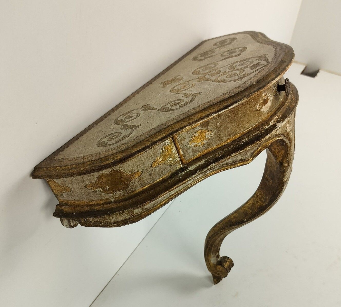 Florentine Wooden Console Wall Hanging Table Italy Italian Mid Century Very Rare photo Furniture