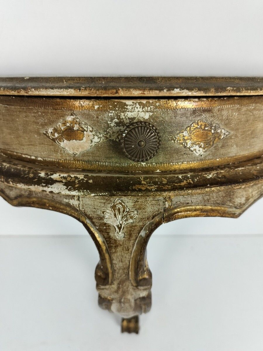 photo furniture Florentine Wooden Console Wall Hanging Table Italy Italian Mid Century Very Rare