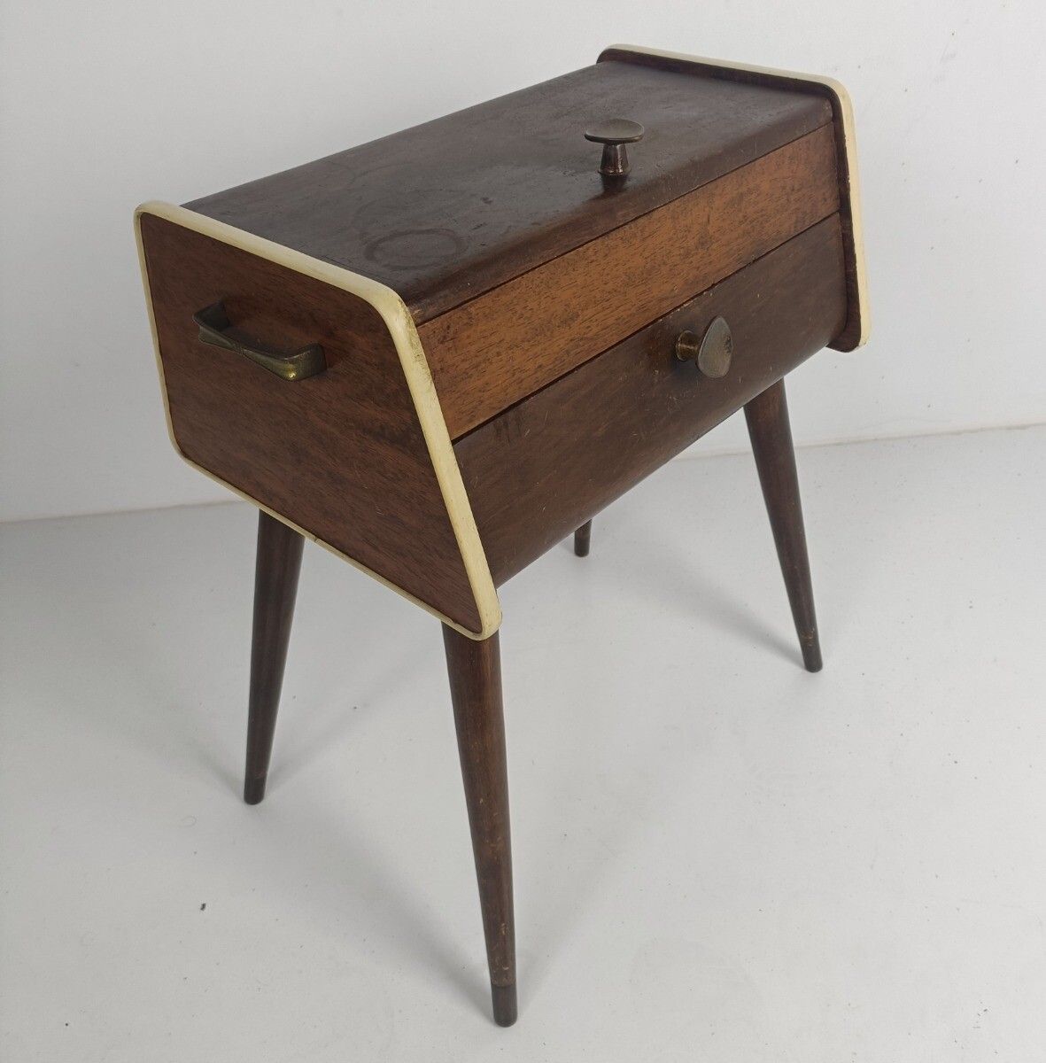 Danish Modern Teak Sewing Quilting Box Organizer Funky Era Eames Htf photo 283.0
