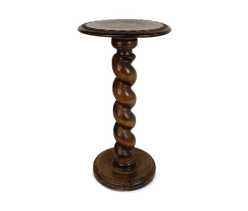 Barley Twist Hand Carved Wood Wooden Plant Stand Pedestal Side Table Bonsai Stan