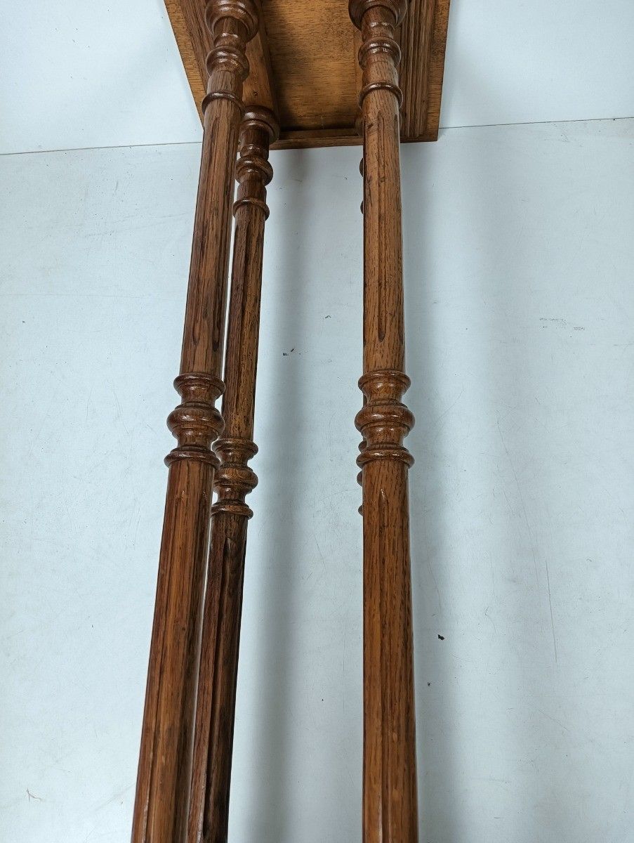 Tall Stylish Pedestal Pillar Plant Stand Side Table Vintage Carved Wood 4 Stems photo buy