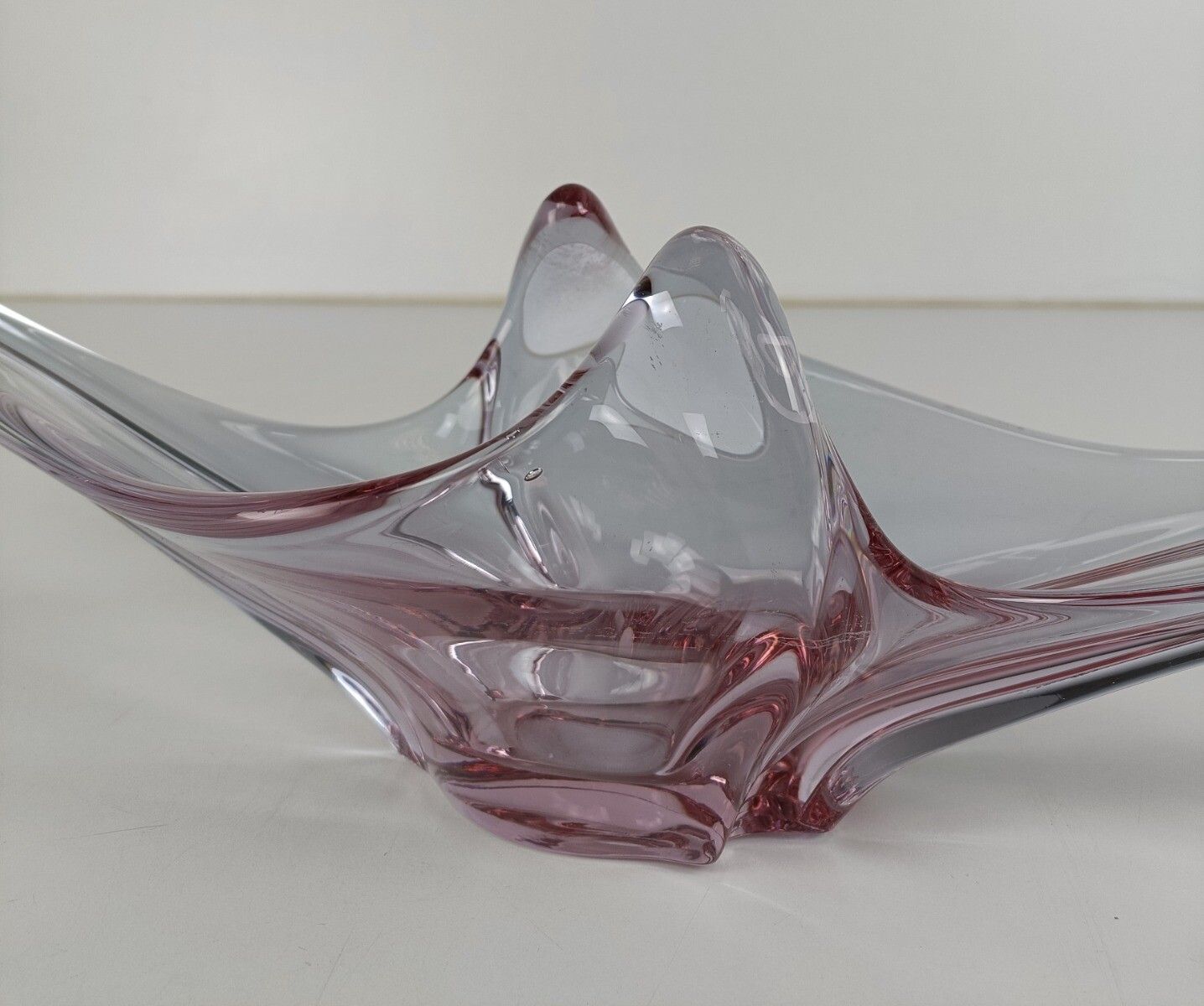 Italian Pink Bowl Dish Centerpiece Murano Seguso Art Glass Modernist Decorative photo 162.0