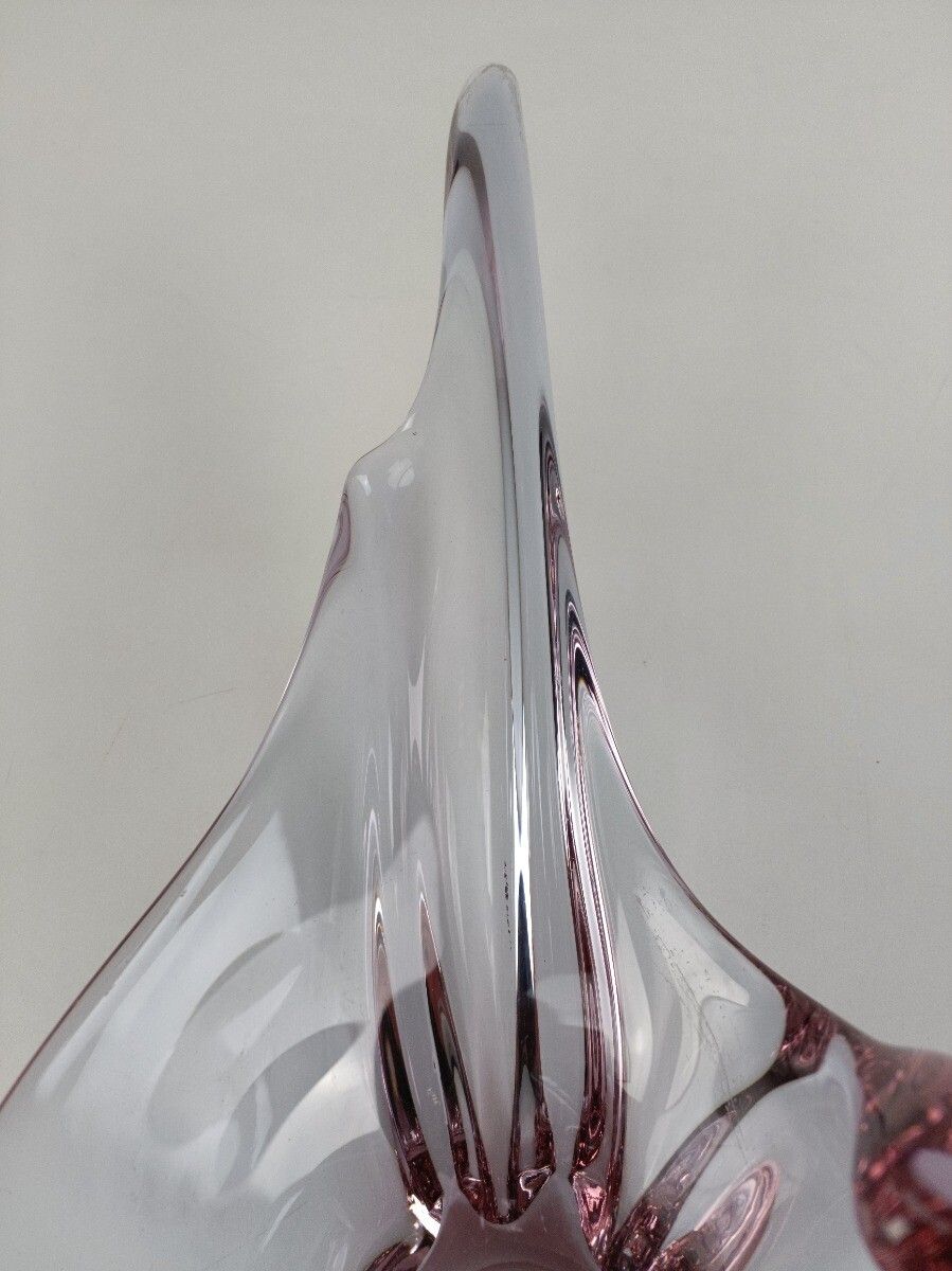 Italian Pink Bowl Dish Centerpiece Murano Seguso Art Glass Modernist Decorative photo buy