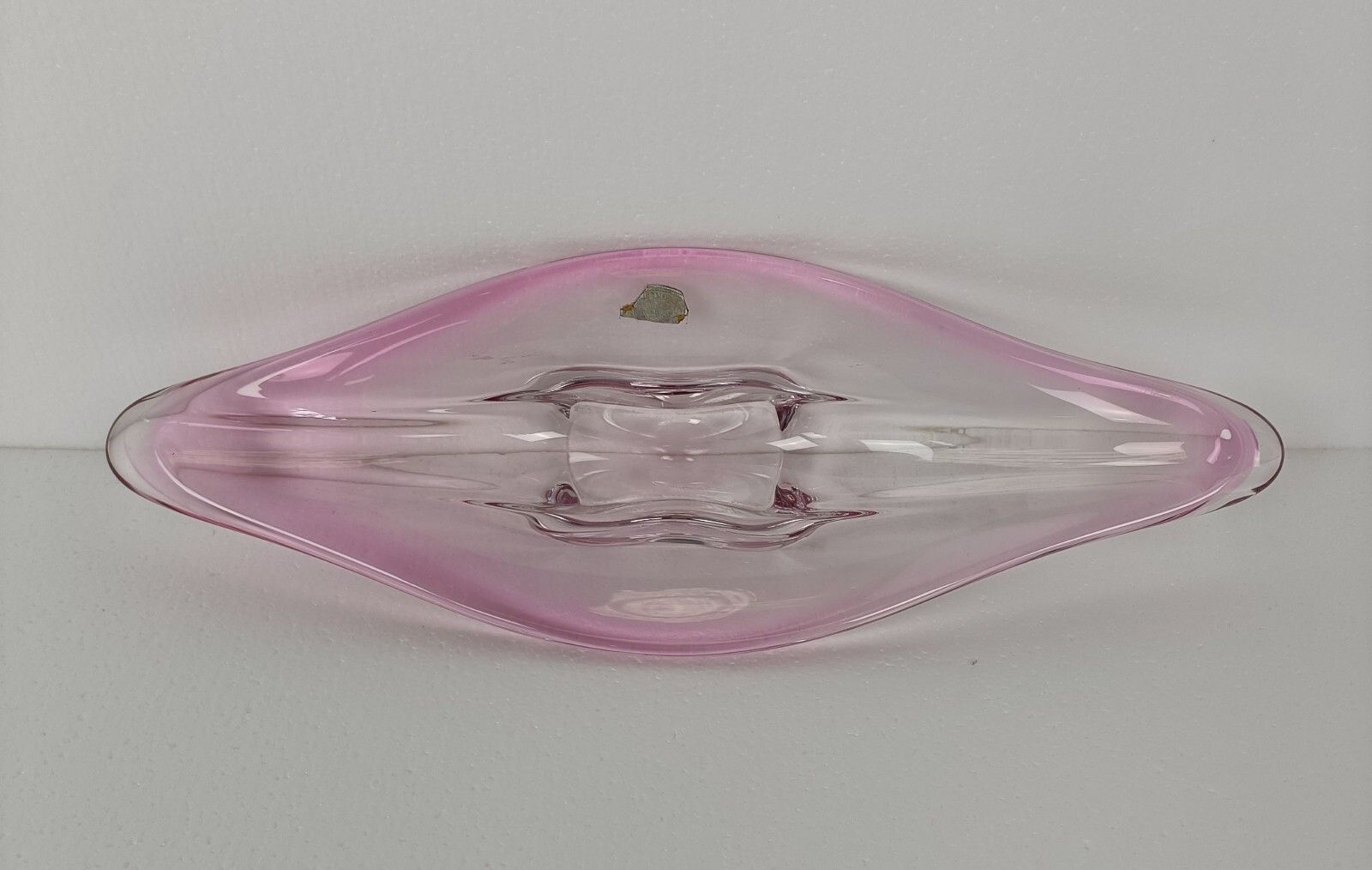 Val St Lambert Belgium Bowl Dish Centerpiece Cranberry Clear Art Glass  Marked photo 279.0