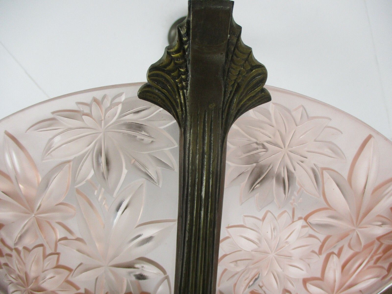 Art Nouveau  15!!  Lights Chandelier Lamp Art Deco Pink Glass Flower Shade Wow photo vintage