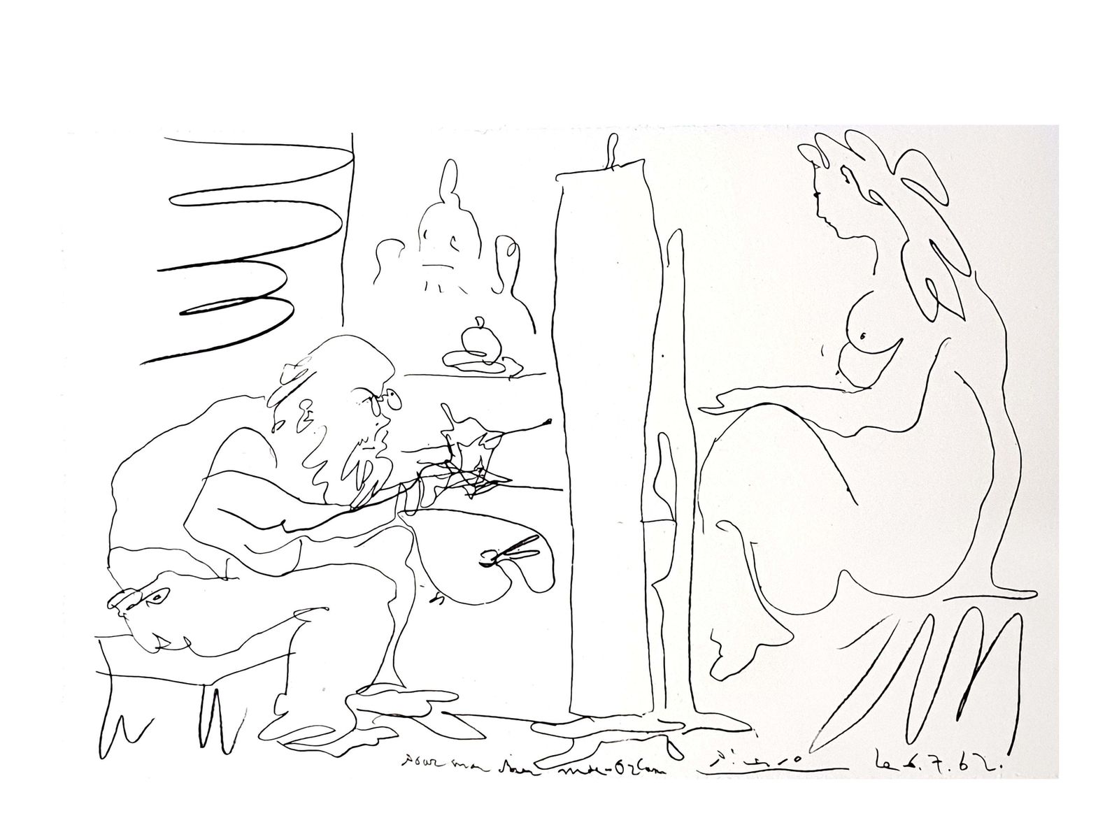Pablo Picassopablo Picasso   The Painter And His Model   Original Lithograph1962 photo vintage
