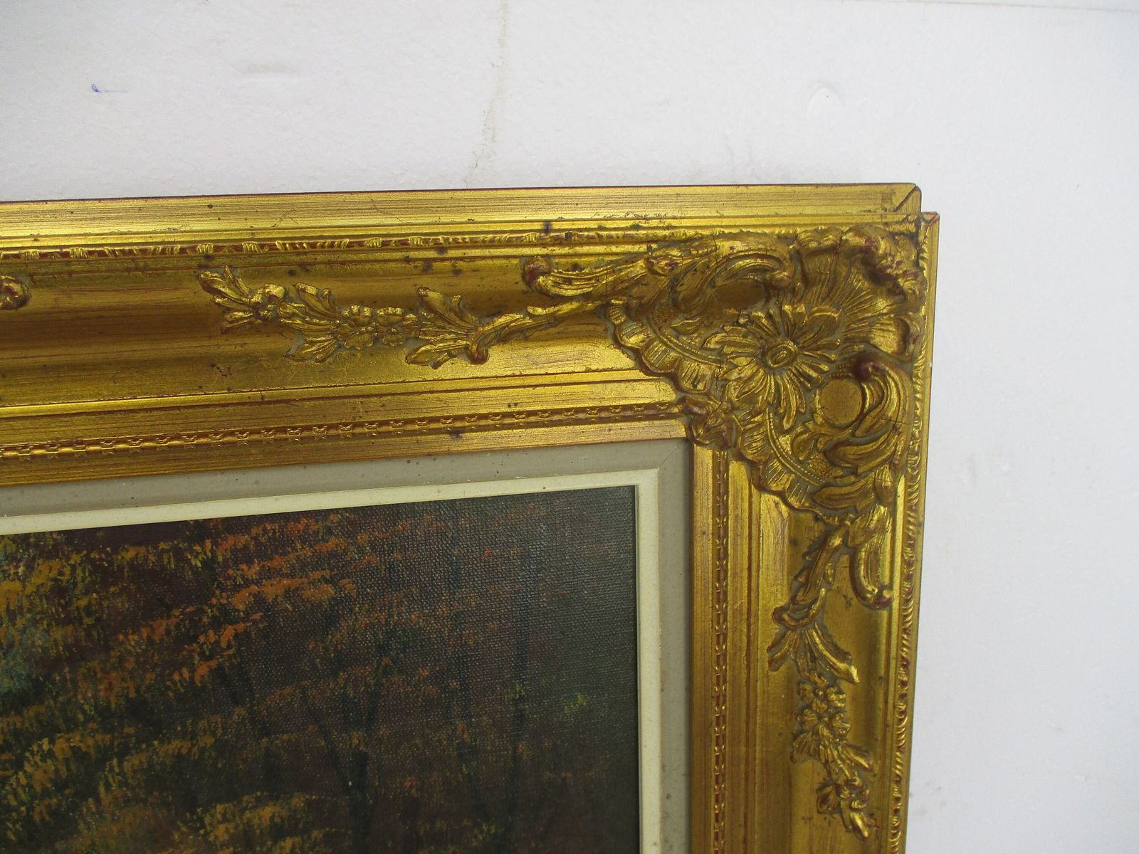 Oil Painting On Wood Plaster Framed Landscape Wood Gorgeous Frame Signed P. Ruel photo furniture