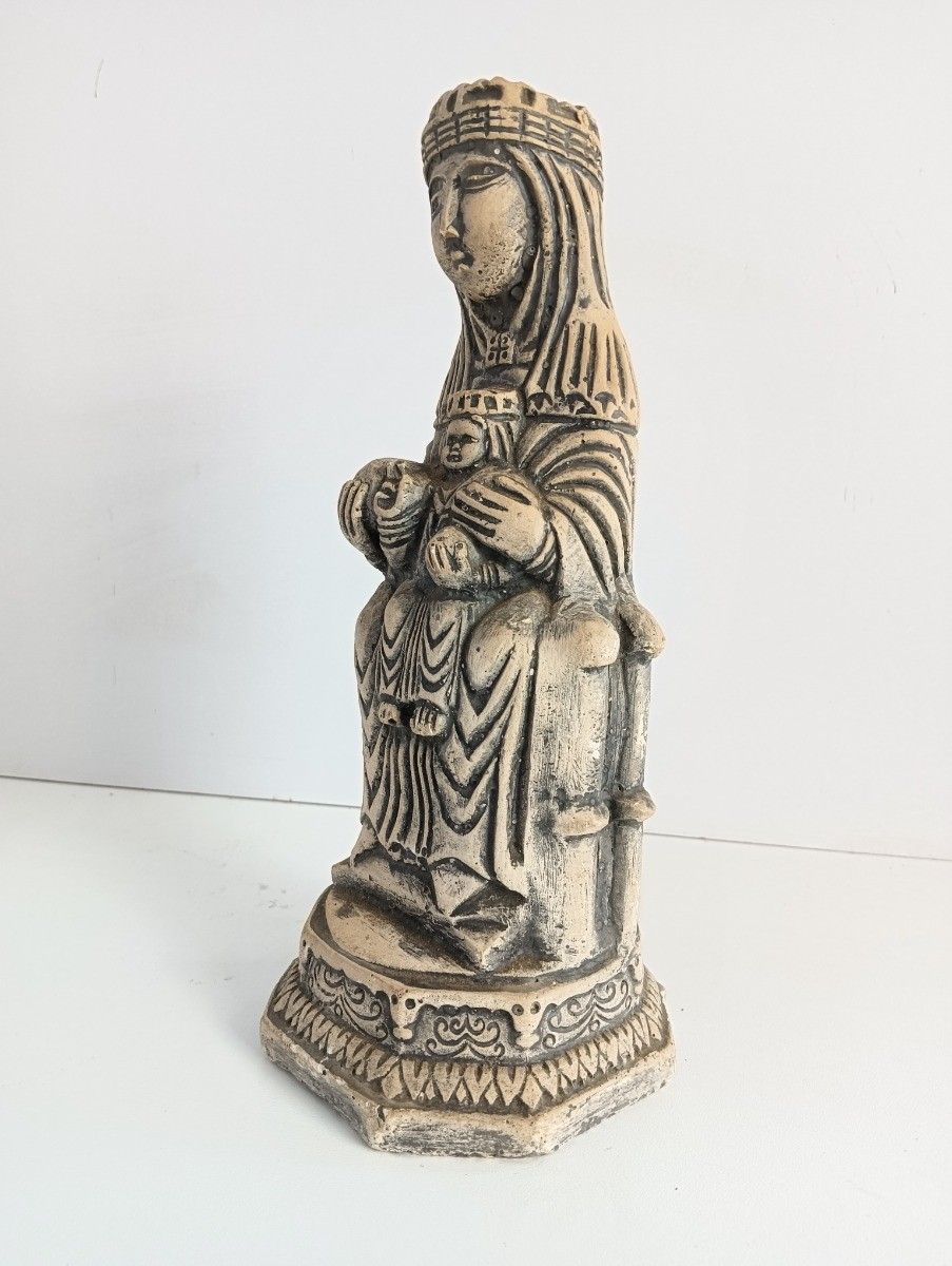 Stoneware Figurine Our Lady Of Notre Dame De Montserrat Black Madonna Infant Jes photo for sale