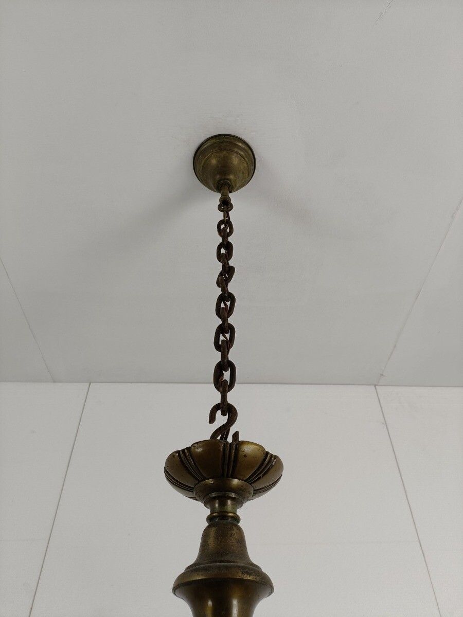 Antique Jugendstil Bronze French Empire Pan Chandelier 8 Arms Huge Heavy Htf photo vintage