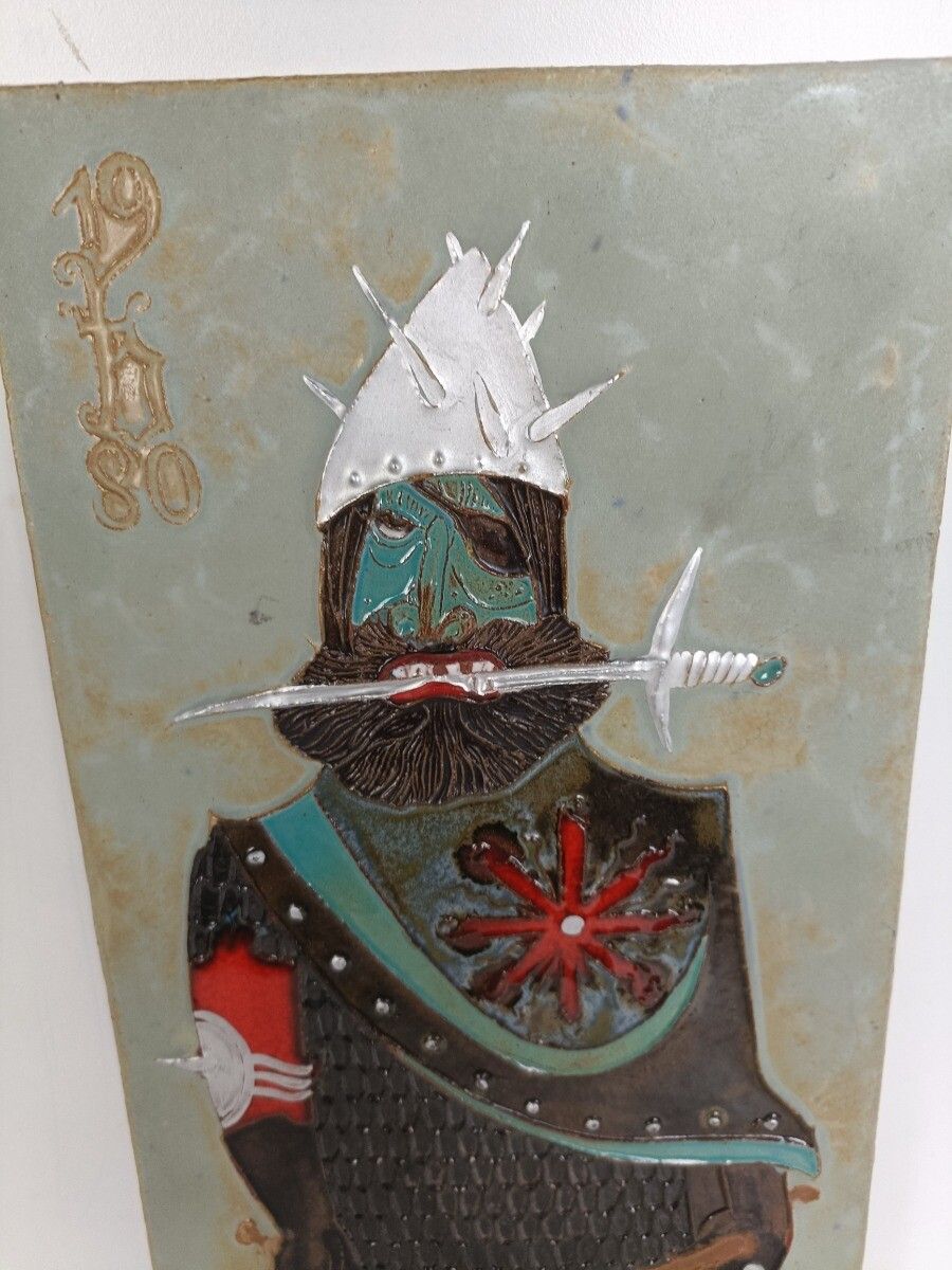 Funky Wall Plaque Glazed Ceramic Tile Giant Arno Brys For Amphora Vandeweghe Vin photo for sale