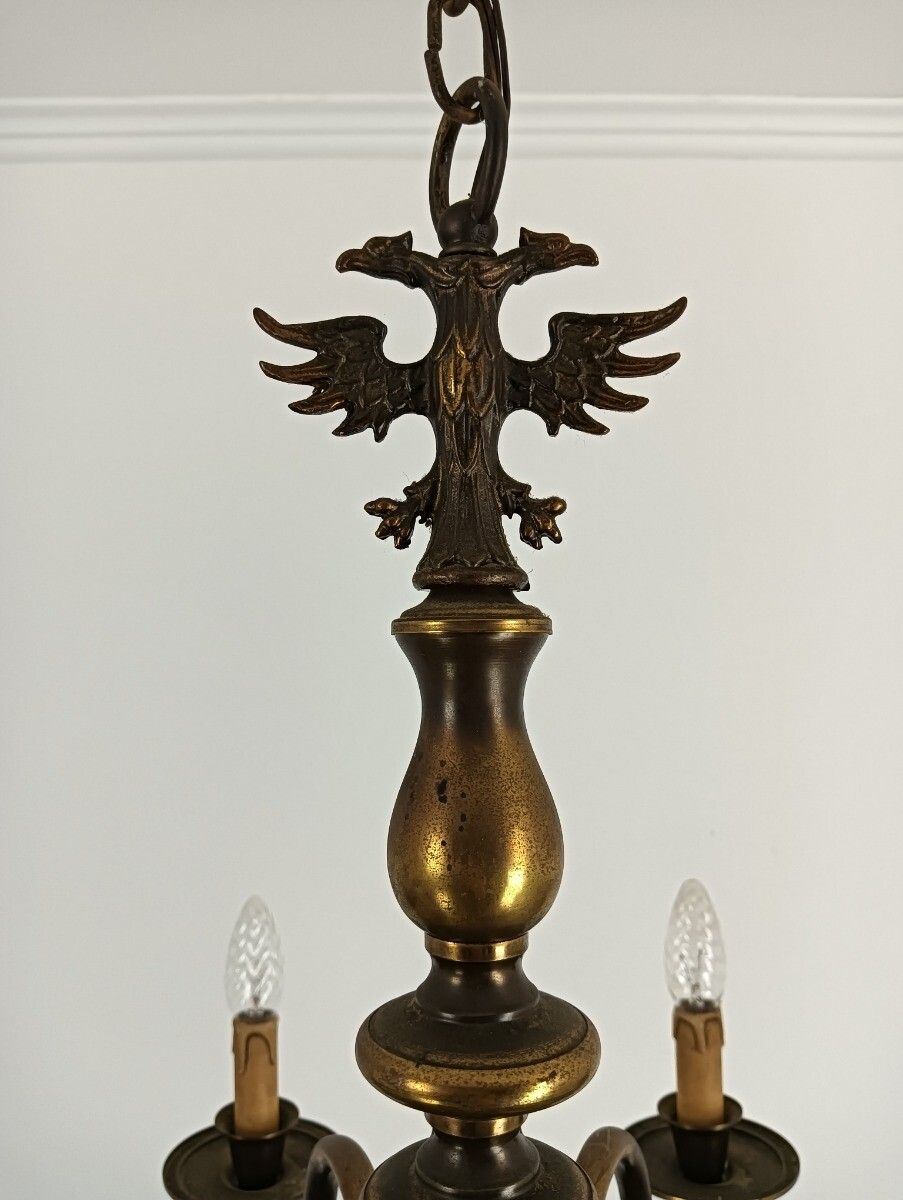 photo furniture Chandelier Flemish Dutch Brass Ornate 8 Lights Vintage Modernist Barn Farmhouse