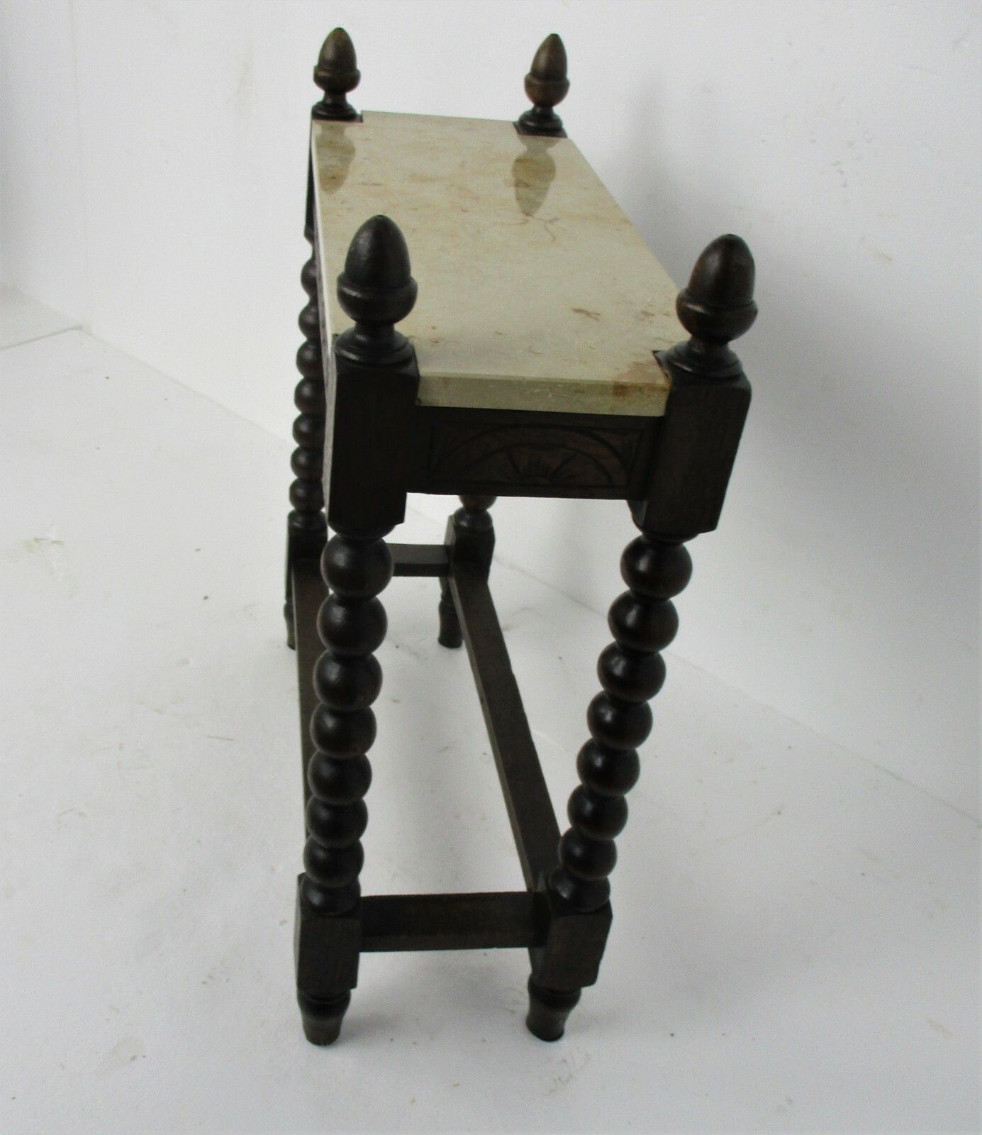 Antique Side Hallway Table Console Bobbin Wooden  Legs Marble Top Edwardian photo buy