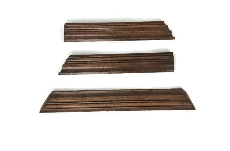 Set Of 3 Trims Corbels Pediments Boards  Carved  Wood Reclaimed Antique Salvaged