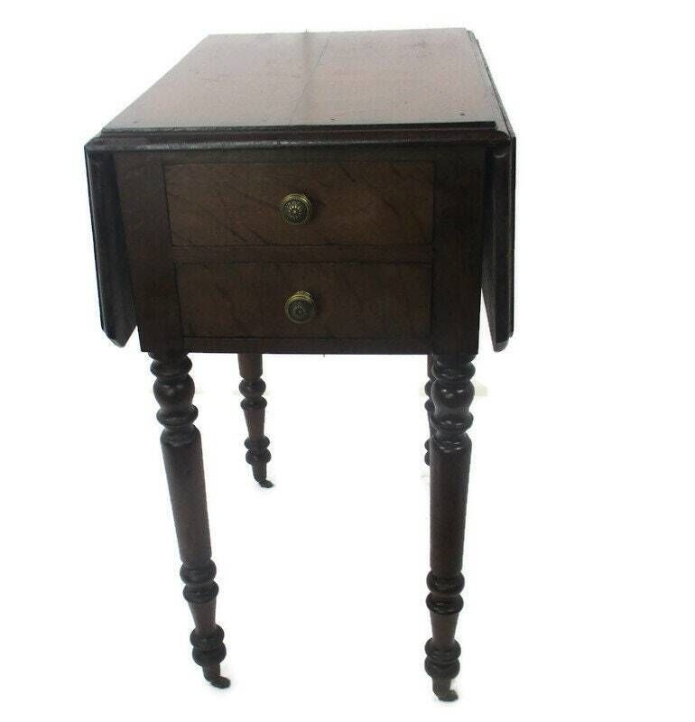 Antique Drop Leaf Gate Leg Table Cabinet Desk Hallway Furniture Drawers Sweet On photo furniture