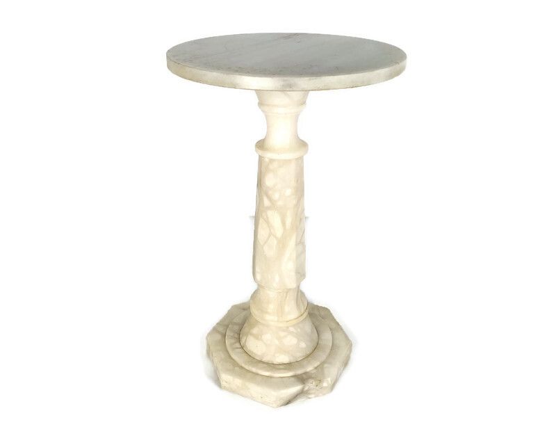 Hollywood Regency Style Side Occasional Table Marble Garden Table Vintage