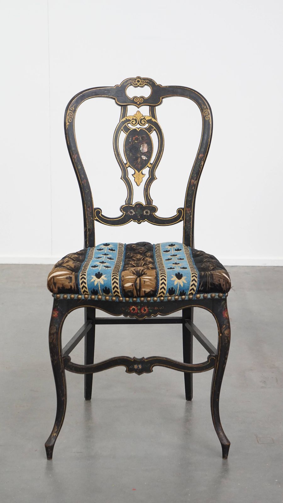 Unique And Elegant Antique French Napoleon 3 Chair Inlaid With Mother Of Pearl photo furniture