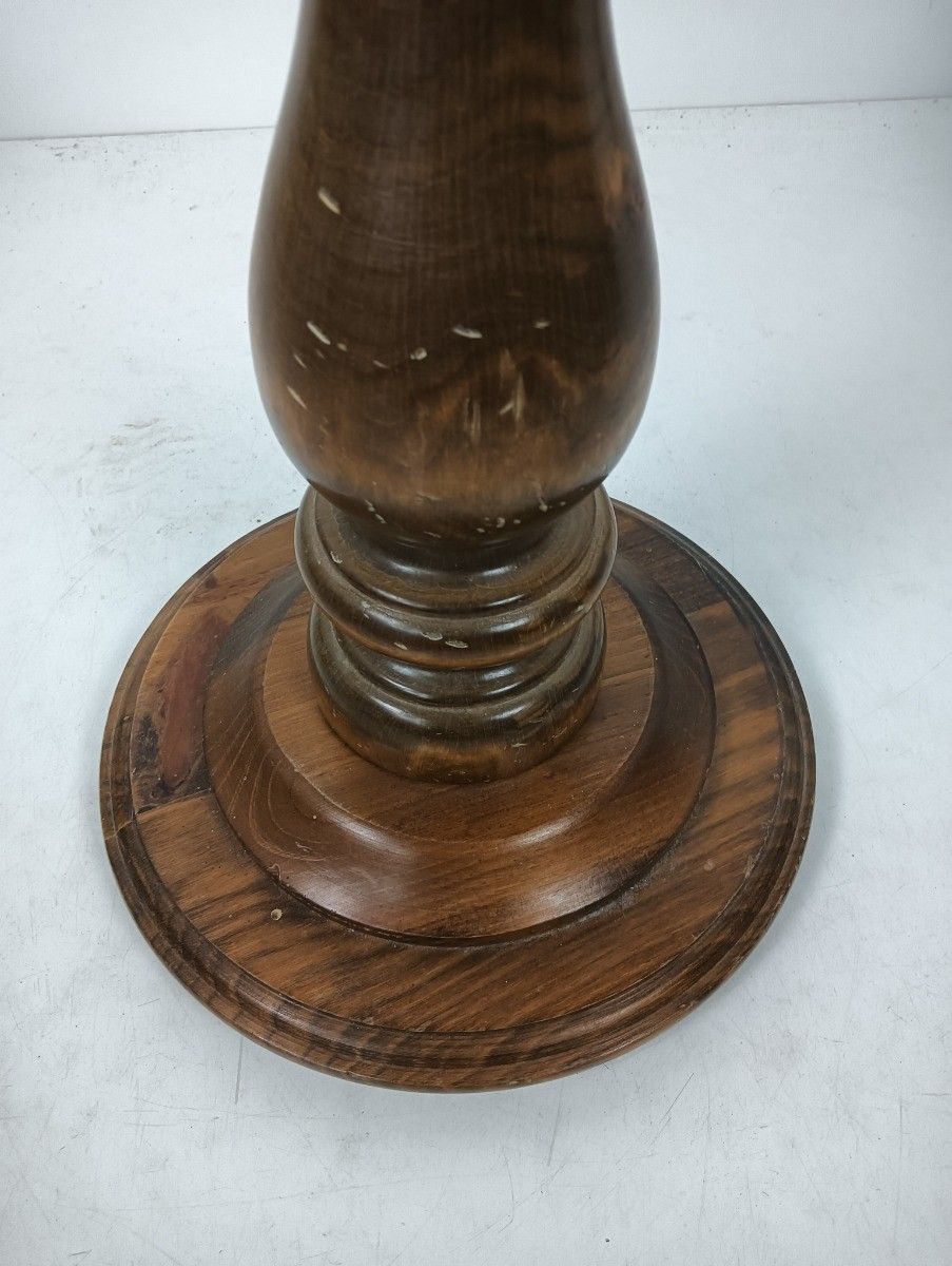 Vintage Pedestal Hand Carved Pinewood Plant Stand Side Table Bonsai Flower Table photo vinterior
