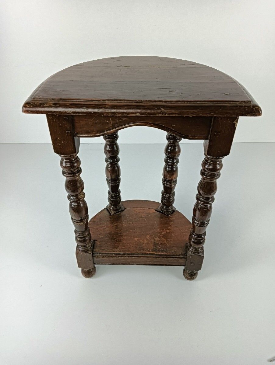 Antique Small Tapped Wooden Wall Console Table Hallway End Table Oak photo furniture