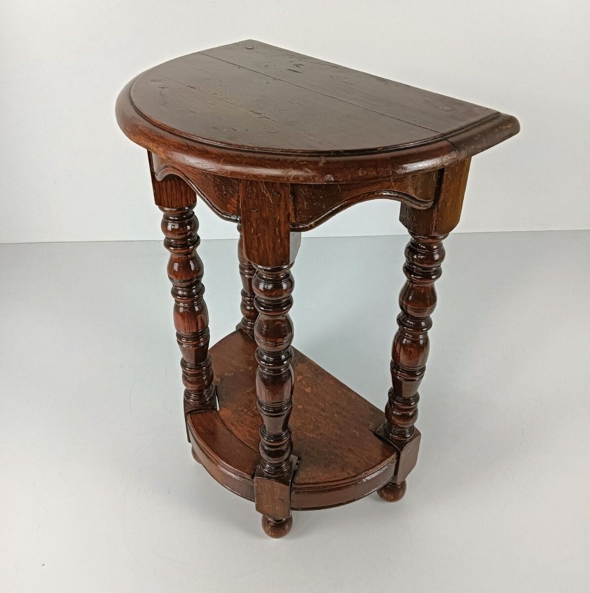 Antique Small Tapped Wooden Wall Console Table Hallway End Table Oak photo 304.0