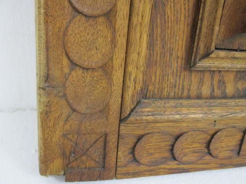 Pair Antique French Carved Wood Oak Door Panels Reclaimed Architectural Flower B photo vinterior