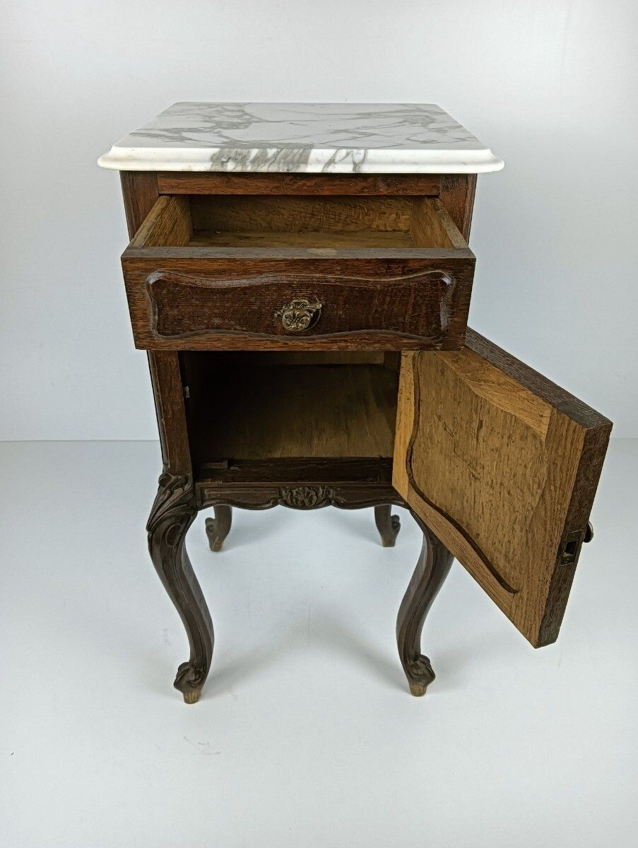 Antique 19th Century Nightstand End Table Bedside Cabinet Marble Top Wood Beauti photo 487.0