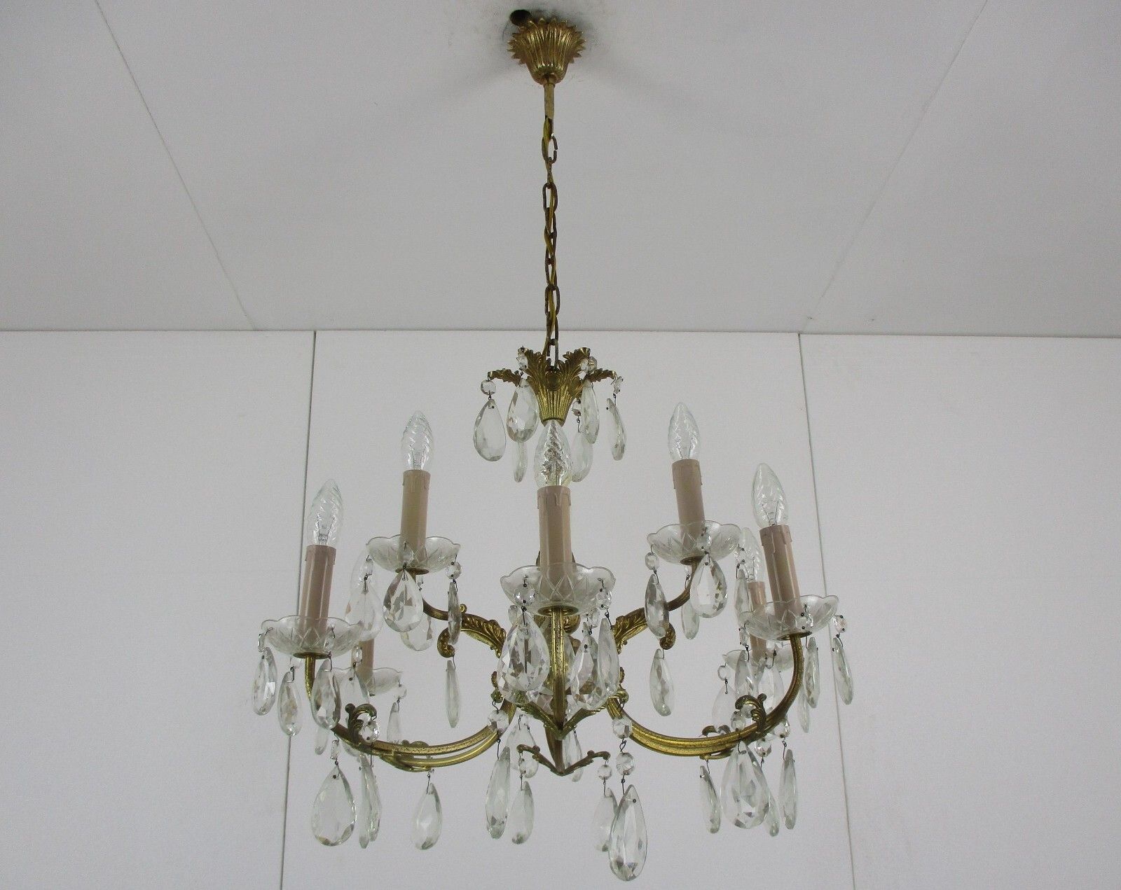 9 Lights  Chandelier Revival French Empire Style Brass Ornate Prisms photo Lighting