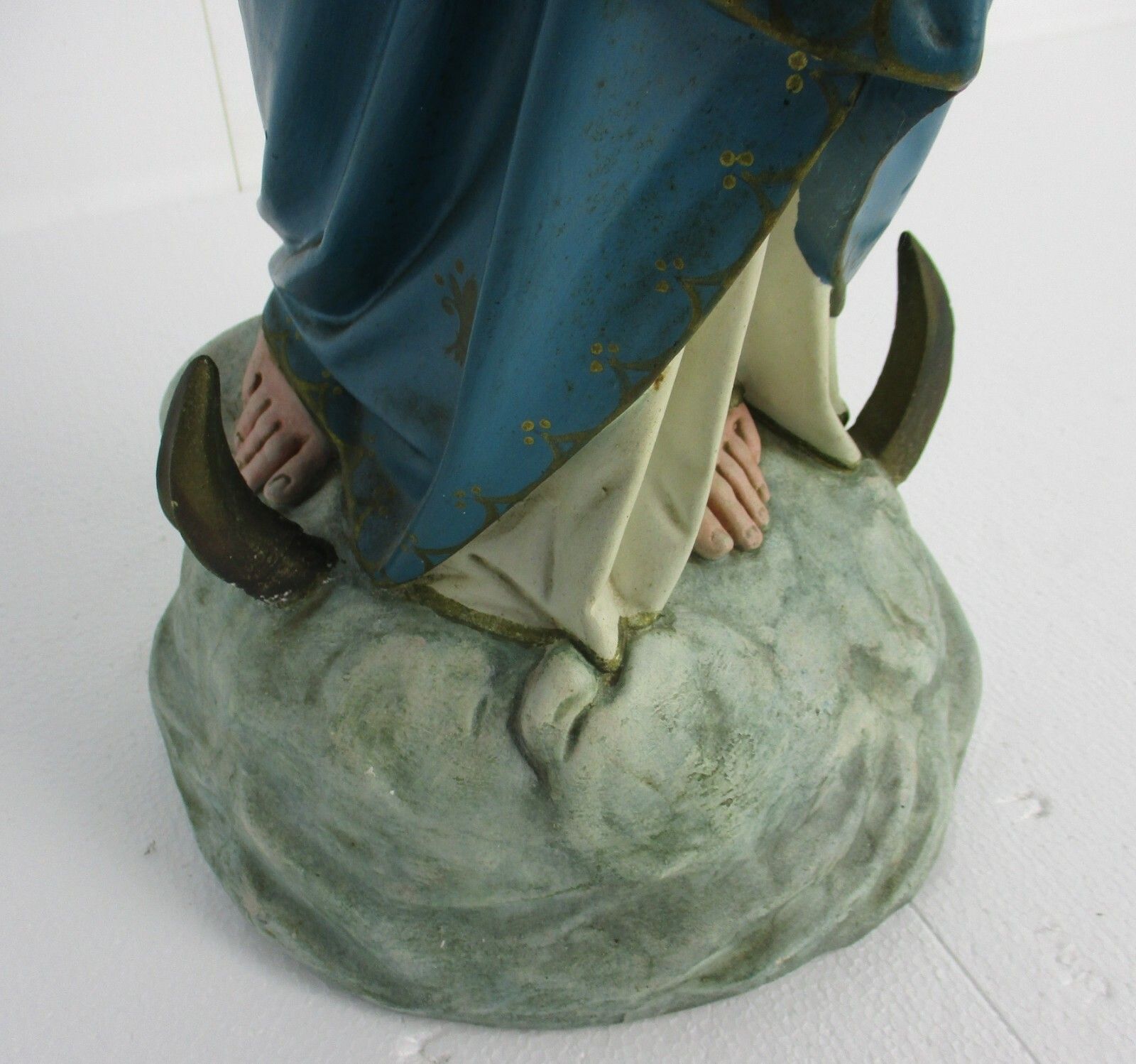 Church Statue Virgin Mary  Madonna With Infant Jesus 1900s  Plaster Statue Wow photo for sale