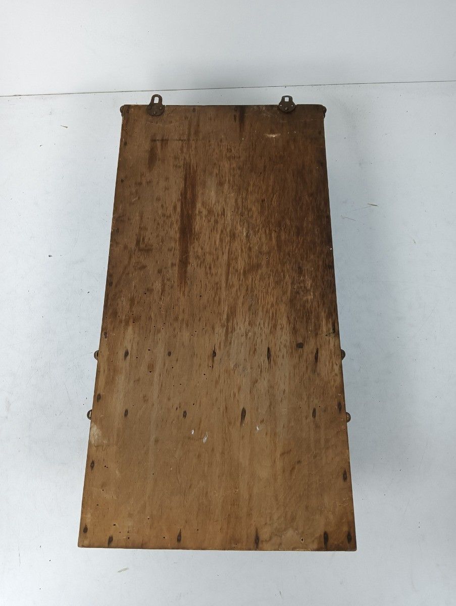 Furniture Antique Medicine Apothecary Pharmacy Cabinet Wall Hanging Beveled Glass Barn Sty photo