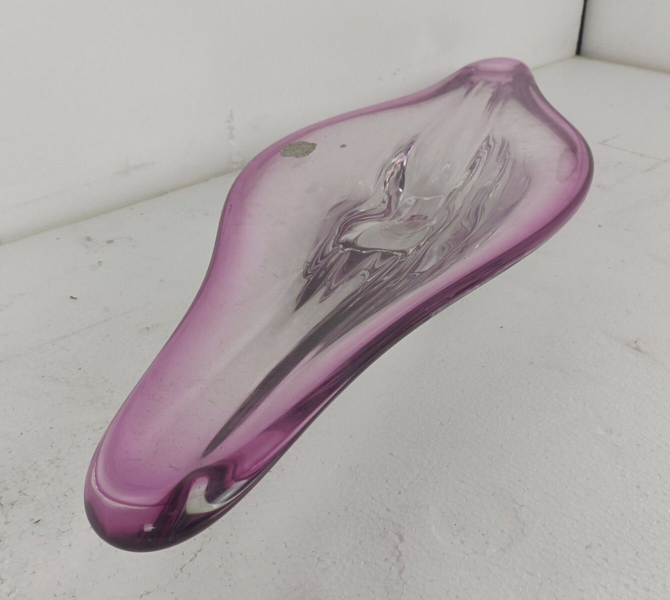 Val St Lambert Belgium Bowl Dish Centerpiece Cranberry Art Glass Marked Gorgeous photo 244.0