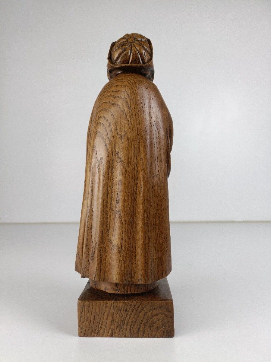 Hand Carved Wooden Statue Figurine Sculpture Old Lace Lady Bruges Signed Vanmet photo 162.0