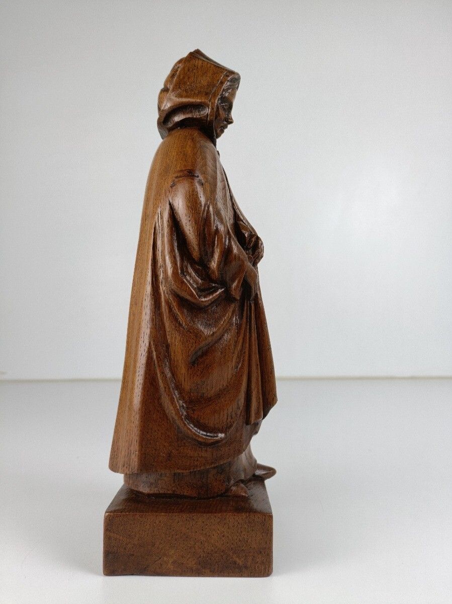 Hand Carved Wooden Statue Figurine Sculpture Old Lace Lady Bruges Signed Vanmet photo vinterior