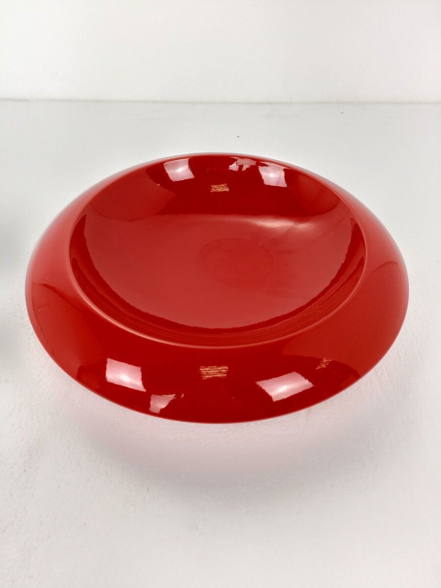 Pino Spagnolo For Sicart Italy, 1960/70's Space Age Dish Bowl Collector Red Ce photo for sale