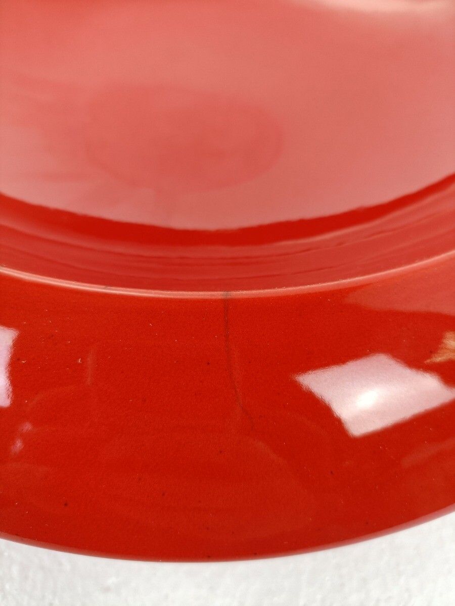 Pino Spagnolo For Sicart Italy, 1960/70's Space Age Dish Bowl Collector Red Ce photo buy
