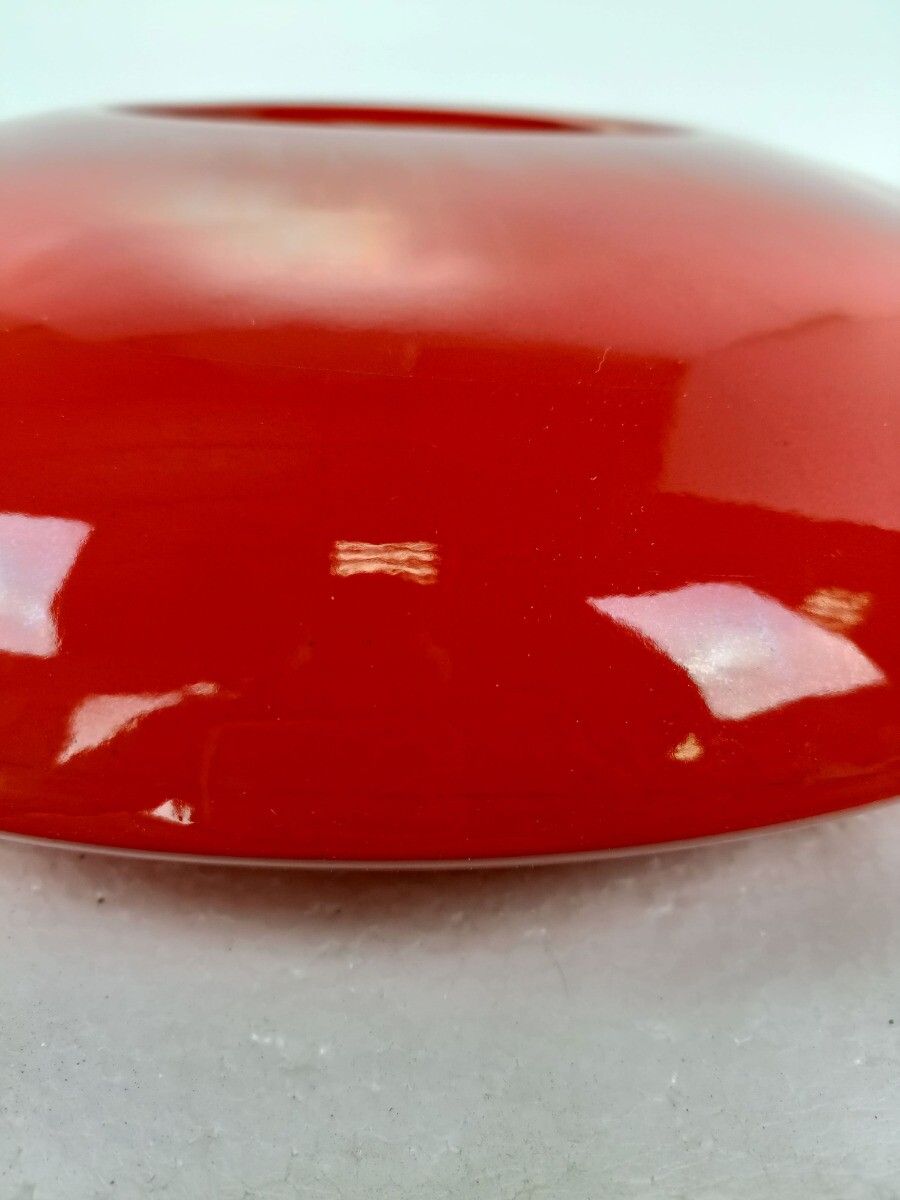 photo furniture Pino Spagnolo For Sicart Italy, 1960/70's Space Age Dish Bowl Collector Red Ce
