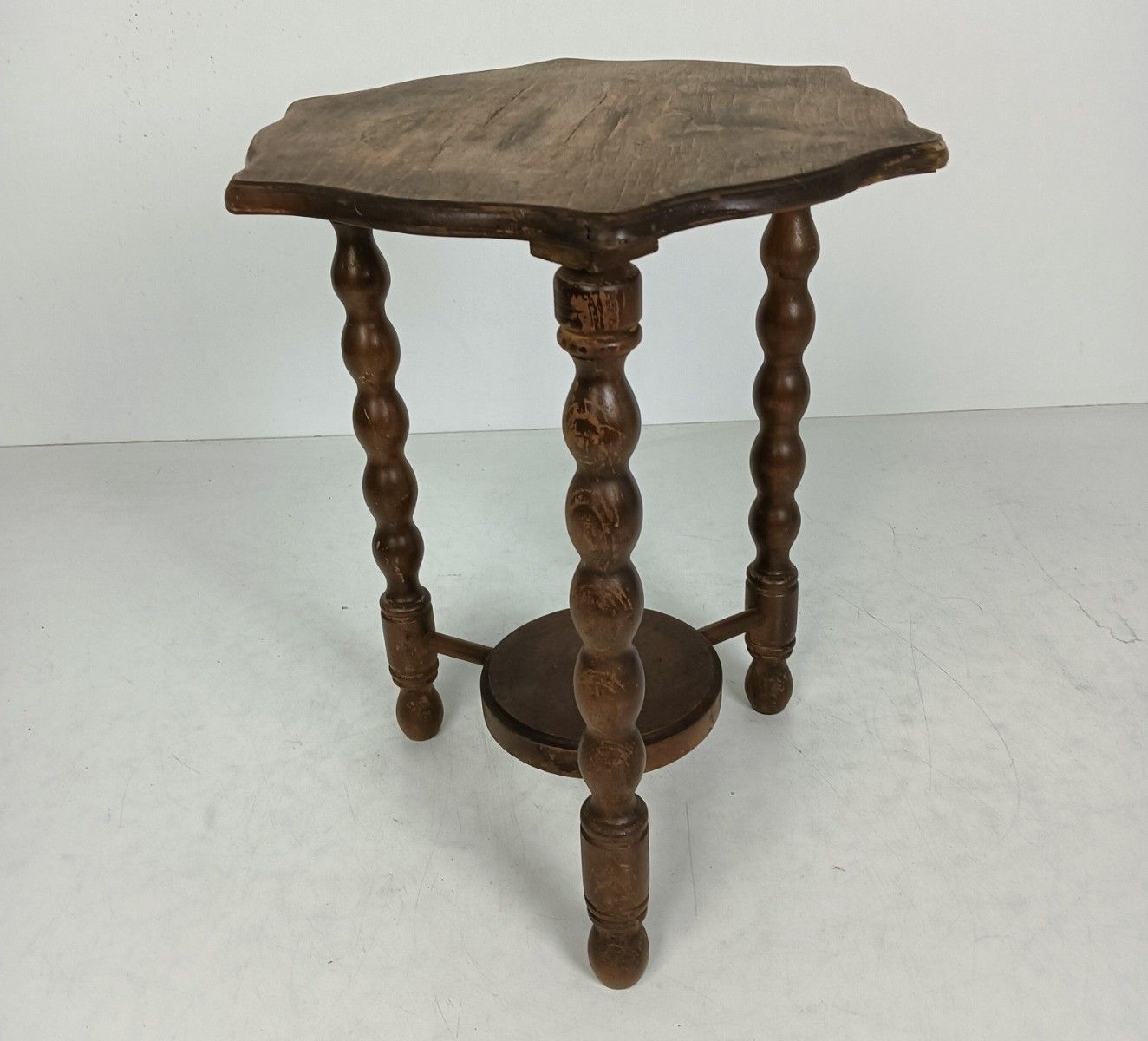 Jacobean Bobbin Legs Wood Side Occasional Table Pedestal Plant Stand Two Tier Ba photo 101.0