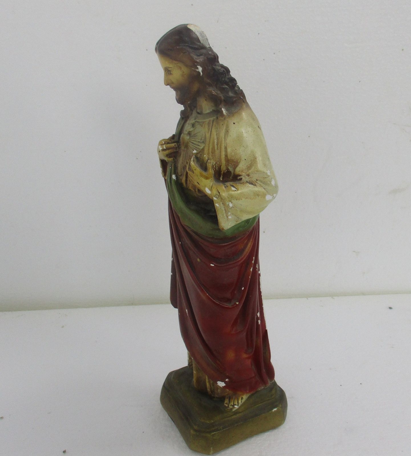 Statue Jesus Christ Savior Sacred Heart Holy Heart Plaster Antique photo Art