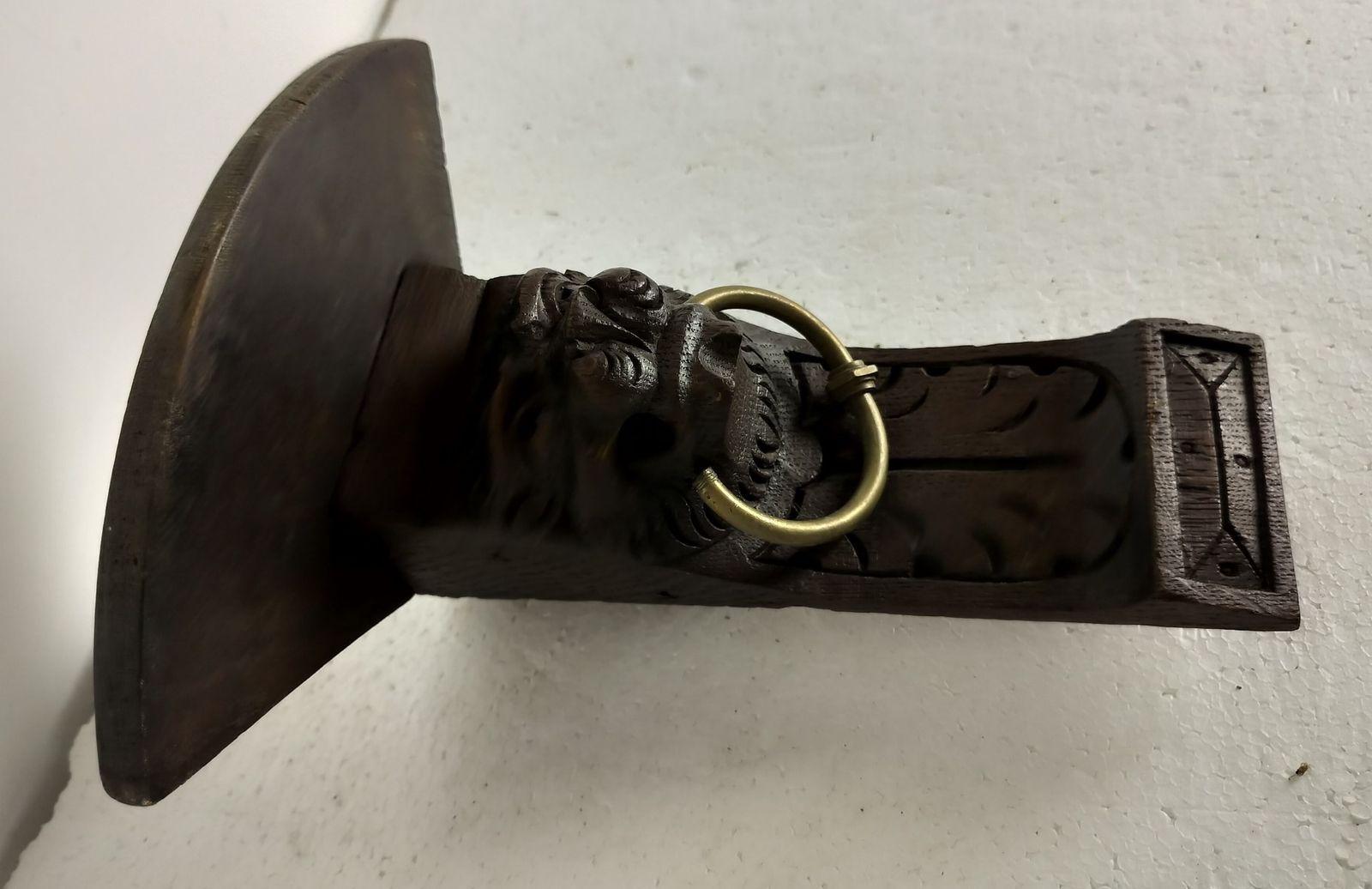 Antique French Carved Wood Reclaimed Architectural Lion Head Small Corner Consol photo Furniture
