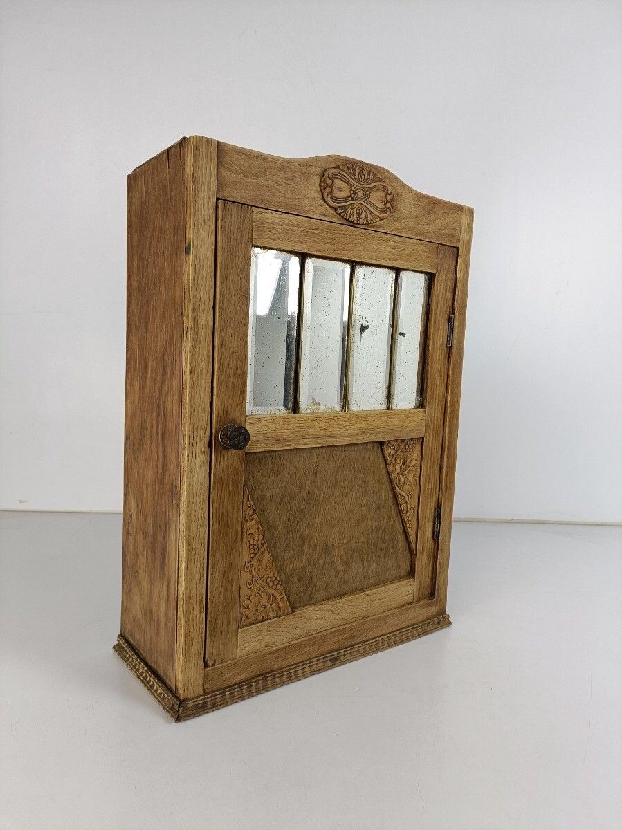 Art Deco Antique Medicine Cabinet Apothecary 4 Small Mirror Beveled Glass photo for sale
