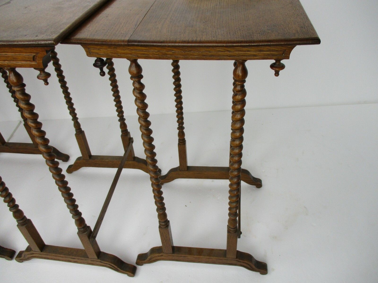 Antique Exceptional Barley Twist Nesting Stacking Side Tables Set Of 5 Edwardian photo 1077.0
