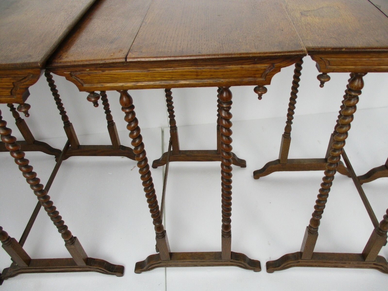 Antique Exceptional Barley Twist Nesting Stacking Side Tables Set Of 5 Edwardian photo vinterior
