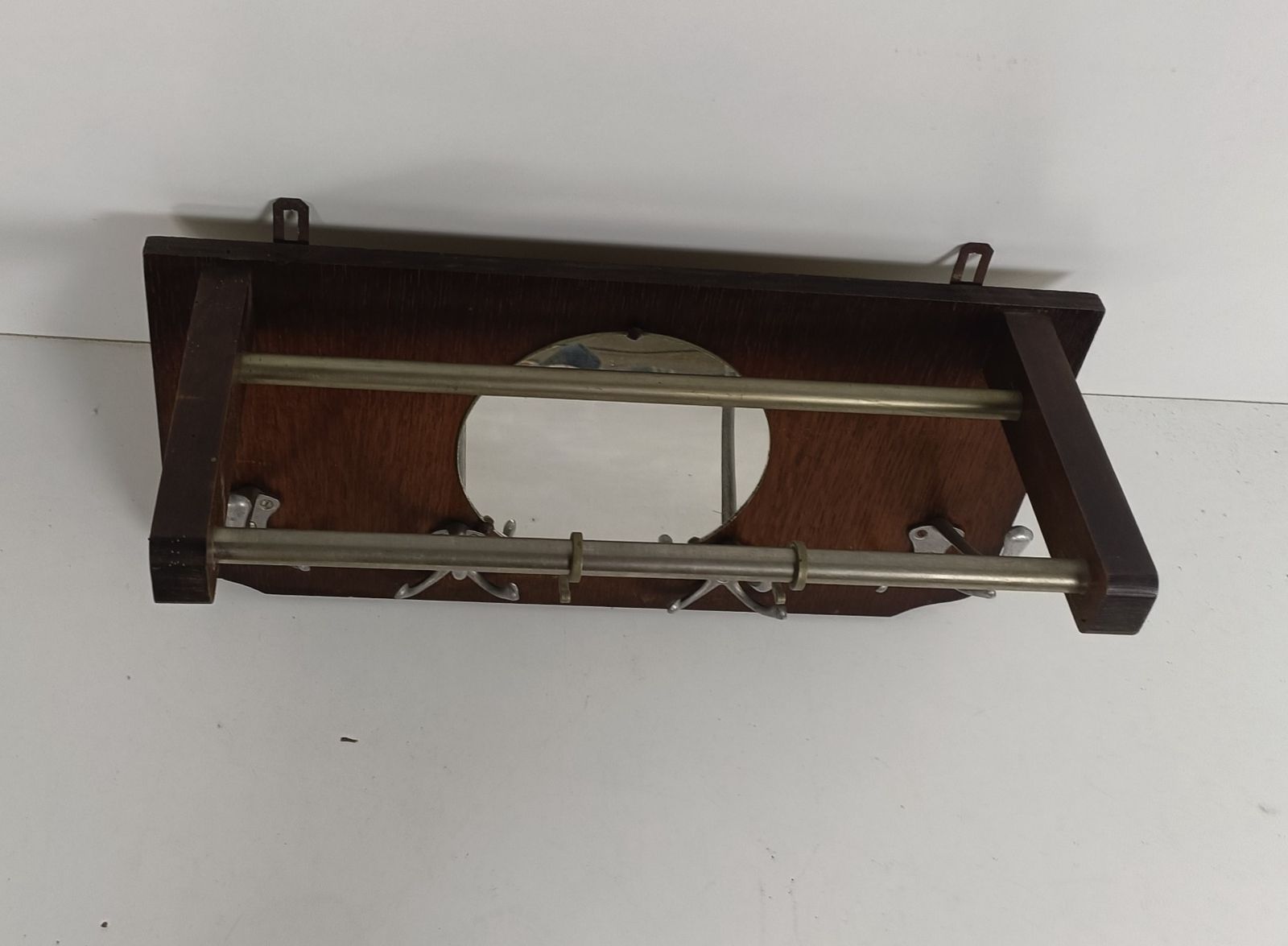 Small Vintage Railroad Luggage Hat Coat Rack Mid Century Modern Industrial Round photo furniture